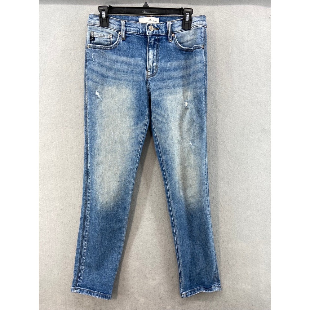 KanCan Jeans Womens Juniors Sz 5 26 Straight Leg Blue Distressed Stretch